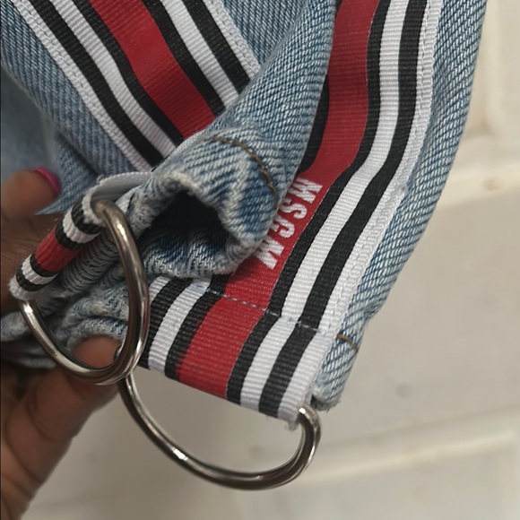 MSGM Blue Jeans with Red and White Stripe - Picture 3 of 6